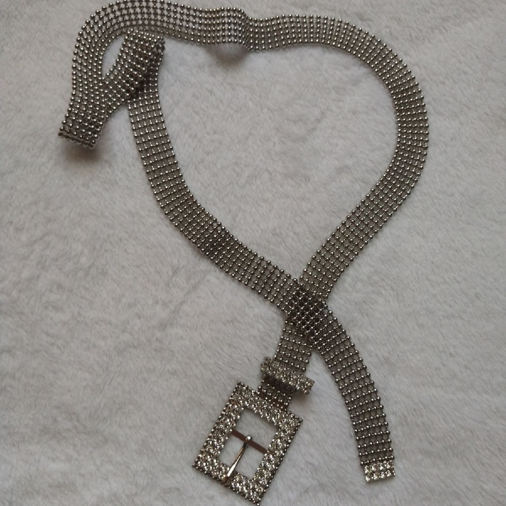 Silver Rhinestone Chain Belt - Picture 4 of 7